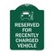 Signmission Reserved for Recently Charged Vehicle W/ Graphic, Green & White Alum Sign, 18" x 24", GW-1824-23178 A-DES-GW-1824-23178 - alternate 1